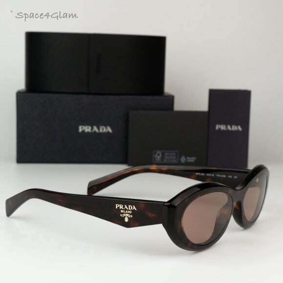 BRAND NEW Prada PR26ZS 17N60B Dark Havana Light Brown Oval Women’s Sunglasses - Picture 4 of 9
